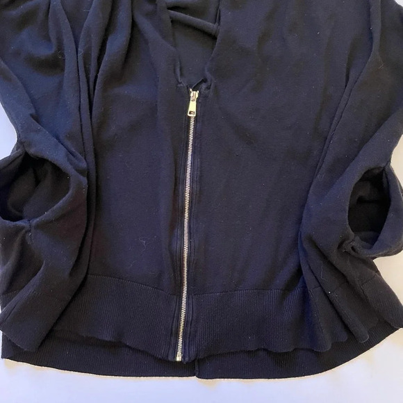 Zara Knit Black Cardigan Sweater Gold Zip Classic Careerwear Oversized Boxy Sz S - Picture 9 of 10